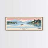 Detroit Lake Oregon Framed Canvas Print, Midcentury Modern Panoramic Wall Art, Bedroom Decor, Pop Art, Travel Poster Art, Scenic Nature Painting