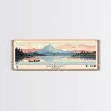 Diamond Lake Oregon Framed Canvas Print, Midcentury Modern Panoramic Wall Art, Bedroom Decor, Pop Art, Travel Poster Art, Scenic Nature Painting