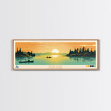 Dore Lake Saskatchewan Framed Canvas Print, Midcentury Modern Panoramic Wall Art, Living Room Decor, Pop Art, Travel Poster Art, Scenic Nature Painting