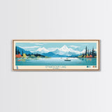 Emaiksoun Lake Alaska Framed Canvas Print, Panoramic Wall Art, Midcentury Modern, Pop Art, Bedroom Decor, Travel Poster, Nature Art