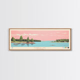 Eufaula Lake Oklahoma Framed Canvas Print, Panoramic Art, Midcentury Modern, Pop Art, Living Room Wall Art, Travel Poster, Nature Art