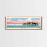 Geist Lake Indiana Framed Canvas Print, Panoramic Art, Midcentury Modern, Pop Art, Living Room Decor, Travel Poster, Nature Art, Wall Art