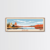 Grand Lake Canada New Brunswick Framed Canvas Print, Panoramic Art, Midcentury Modern, Pop Art, Bedroom Decor, Travel Poster, Lake House Art, Wall Art