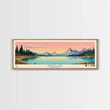 Hebgen Lake Montana Framed Canvas Print, Panoramic Wall Art, Midcentury Modern, Pop Art, Living Room Decor, Travel Poster, Nature Art, Lake House Art