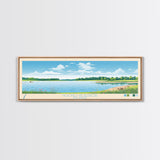 Hoopes Reservoir Delaware Framed Canvas Print, Panoramic Wall Art, Midcentury Modern, Pop Art, Lake House Art, Travel Poster, Bedroom Decor