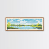 Hop Brook Lake Connecticut Framed Canvas Print, Panoramic Art, Midcentury Modern, Pop Art, Living Room Decor, Travel Poster, Artistic Decor