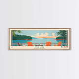 Hyco Lake North Carolina Framed Canvas Print, Panoramic Art, Midcentury Modern, Pop Art, Living Room Wall Art, Travel Poster, Lake House Art