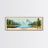 Jenny Lake Wyoming Framed Canvas Print, Panoramic Wall Art, Midcentury Modern, Pop Art, Living Room Decor, Travel Poster, Bedroom Art