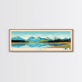 Kluane Lake Yukon Framed Canvas Print, Panoramic Art, Midcentury Modern, Pop Art, Living Room Decor, Travel Poster, Artistic Home Decor