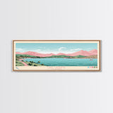 Lake Cachuma California Framed Canvas Print, Panoramic Art, Midcentury Modern, Pop Art, Living Room Wall Art, Travel Poster, Lake House Decor