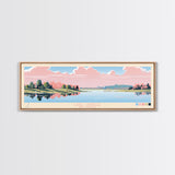 Lake Carnegie New Jersey Framed Canvas Print, Panoramic Wall Art, Midcentury Modern, Pop Art, Bedroom Decor, Travel Poster, Living Room Art