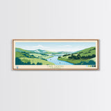 Lake Casitas California Framed Canvas Print, Panoramic Wall Art, Midcentury Modern, Pop Art, Bedroom Decor, Travel Poster, Living Room Art