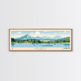 Lake Chatuge Georgia Framed Canvas Print, Panoramic Art, Midcentury Modern, Pop Art, Living Room Wall Art, Travel Poster, Lake House Decor