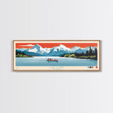 Lake Clark Alaska Framed Canvas Print, Panoramic Wall Art, Midcentury Modern, Pop Art, Bedroom Decor, Travel Poster, Living Room Art