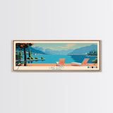 Lake Como Delaware Framed Canvas Print, Panoramic Wall Art, Midcentury Modern, Pop Art, Bedroom Decor, Travel Poster, Living Room Art