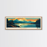 Lake Cushman Washington Framed Canvas Print, Panoramic Wall Art, Midcentury Modern, Pop Art, Bedroom Decor, Travel Poster, Living Room Art