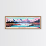 Lake Grosvenor Alaska Framed Canvas Print, Panoramic Wall Art, Midcentury Modern, Pop Art, Lake House Decor, Travel Poster, Bedroom Art