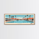 Lake Havasu Arizona Framed Canvas Print, Panoramic Wall Art, Midcentury Modern, Pop Art, Lake House Decor, Travel Poster, Living Room Art