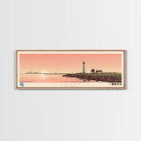 Lake Hefner Oklahoma Framed Canvas Print, Panoramic Wall Art, Midcentury Modern, Pop Art, Bedroom Art, Travel Poster, Living Room Decor