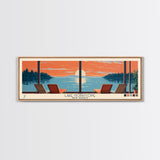 Lake Hopatcong New Jersey Framed Canvas Print, Panoramic Wall Art, Midcentury Modern, Pop Art, Living Room Decor, Travel Poster, Bedroom Art