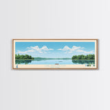 Lake Huntington New York Framed Canvas Print, Panoramic Wall Art, Midcentury Modern, Pop Art, Living Room Decor, Travel Poster, Bedroom Art