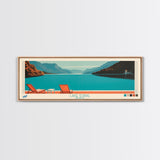 Lake Izabal Izabal Framed Canvas Print, Panoramic Wall Art, Midcentury Modern, Pop Art, Living Room Decor, Travel Poster, Bedroom Art