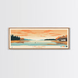 Lake Leelanau Michigan Framed Canvas Print, Panoramic Wall Art, Midcentury Modern, Pop Art, Living Room Decor, Travel Poster, Bedroom Art