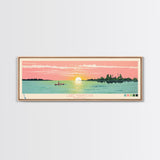 Lake Manitoba Manitoba Framed Canvas Print, Panoramic Wall Art, Midcentury Modern, Pop Art, Bedroom Art, Travel Poster, Lake House Decor