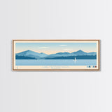 Lake Memphremagog Vermont Framed Canvas Print, Panoramic Wall Art, Midcentury Modern, Pop Art, Bedroom Art, Travel Poster, Lake House Decor