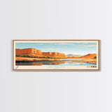 Lake Meredith Texas Framed Canvas Print, Panoramic Wall Art, Midcentury Modern, Pop Art, Bedroom Art, Travel Poster, Lake House Decor