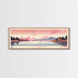 Lake Minchumina Alaska Framed Canvas Print, Panoramic Wall Art, Midcentury Modern, Pop Art, Bedroom Art, Travel Poster, Lake House Decor