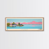 Lake Mohave Arizona Framed Canvas Print, Panoramic Wall Art, Midcentury Modern, Pop Art, Bedroom Art, Travel Poster, Lake House Decor