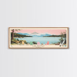 Lake Nottely Georgia Framed Canvas Print, Panoramic Wall Art, Midcentury Modern, Pop Art, Living Room Decor, Travel Poster, Lake House Art