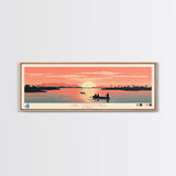 Lake Okeechobee Florida Framed Canvas Print, Panoramic Wall Art, Midcentury Modern, Pop Art, Living Room Decor, Travel Poster, Lake House Art