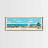 Lake Ontario New York Framed Canvas Print, Panoramic Wall Art, Midcentury Modern, Pop Art, Bedroom Art, Travel Poster, Lake House Decor