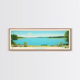 Lake Oologah Oklahoma Framed Canvas Print, Panoramic Wall Art, Midcentury Modern, Pop Art, Bedroom Art, Travel Poster, Lake House Decor