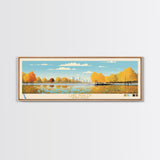 Lake Phalen Minneapolis Framed Canvas Print, Panoramic Wall Art, Midcentury Modern, Pop Art, Living Room Decor, Travel Poster, Lake House Art