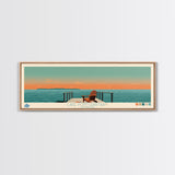 Lake Pontchartrain Louisiana Framed Canvas Print, Panoramic Wall Art, Midcentury Modern, Pop Art, Living Room Decor, Travel Poster, Lake House Art