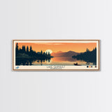 Lake Quinault Washington Framed Canvas Print, Panoramic Wall Art, Midcentury Modern, Pop Art, Living Room Decor, Travel Poster, Lake House Art