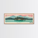 Lake Rabun Georgia Framed Canvas Print, Panoramic Wall Art, Midcentury Modern, Pop Art, Living Room Decor, Travel Poster, Lake House Art