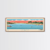 Lake Red Rock Iowa Framed Canvas Print, Panoramic Wall Art, Midcentury Modern, Pop Art, Living Room Decor, Travel Poster, Lake House Art