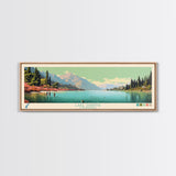 Lake Sabrina California Framed Canvas Print, Panoramic Wall Art, Midcentury Modern, Pop Art, Bedroom Art, Travel Poster, Lake House Decor