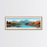 Lake Saint Catherine Vermont Framed Canvas Print, Panoramic Wall Art, Midcentury Modern, Pop Art, Living Room Decor, Travel Poster, Lake House Art