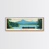 Lake Santeetlah North Carolina Framed Canvas Print, Panoramic Wall Art, Midcentury Modern, Pop Art, Living Room Decor, Travel Poster, Lake House Art