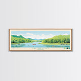 Lake Taneycomo Missouri Framed Canvas Print, Panoramic Wall Art, Midcentury Modern, Pop Art, Bedroom Art, Travel Poster, Lake House Decor