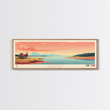 Lake Upsilon, North Dakota Panoramic Wall Art Framed Canvas Print, Midcentury Modern, Pop Art, Home Decor, Travel Poster, Living Room Art