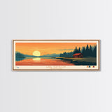 Lake Vermilion, Minneapolis Panoramic Wall Art Framed Canvas Print, Midcentury Modern, Pop Art, Home Decor, Travel Poster, Bedroom Art