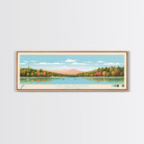 Lake Wallenpaupack, Pennsylvania Panoramic Wall Art Framed Canvas Print, Midcentury Modern, Pop Art, Home Decor, Travel Poster, Living Room Art