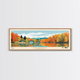 Lake Waramaug, Connecticut Panoramic Wall Art Framed Canvas Print, Midcentury Modern, Pop Art, Home Decor, Travel Poster, Living Room Art