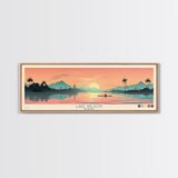 Lake Wilson, Hawaii Panoramic Wall Art Framed Canvas Print, Midcentury Modern, Pop Art, Home Decor, Travel Poster, Living Room Art